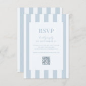 Elegant Modern Dusty Blue Striped Wedding 出欠カード (正面/裏面)