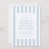 Elegant Modern Dusty Blue Striped Wedding 招待状 (正面)