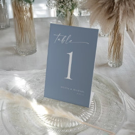 Elegant Modern Dusty Blue Wedding Table Numbers 台座サイン