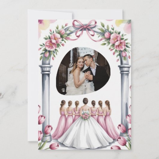 Elegant Modern Dusty Pink Rose Floral Wedding 招待状 (裏面)