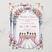 Elegant Modern Dusty Pink Rose Floral Wedding 招待状 (正面/裏面)