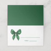 Elegant Modern Emerald Green Coquette Bow プレイスカード (外部開封)