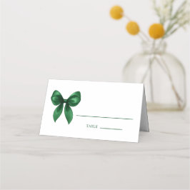 Elegant Modern Emerald Green Coquette Bow プレイスカード