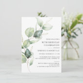 Elegant Modern Eucalyptus 90th Birthday 招待状 (スタンド正面)