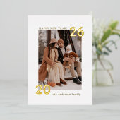 Elegant Modern Family Happy New Year 1 Photo 箔シーズンカード (立ち正面)