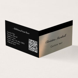 Elegant Modern Faux Brushed Metal QR Code Custom 名刺