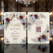 Elegant Modern Floral All In One QR Code Wedding 招待状