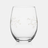 Elegant Modern floral Bird Overlay Flowers wedding ステムなしワイングラス (左)