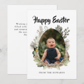 Elegant Modern Floral Easter | Happy Easter Photo シーズンカード (正面/裏面)