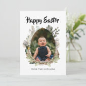 Elegant Modern Floral Easter | Happy Easter Photo シーズンカード (スタンド正面)