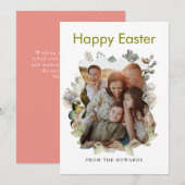 Elegant Modern Floral Easter | Happy Easter Photo シーズンカード (正面/裏面)
