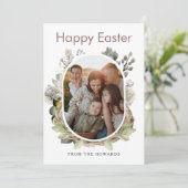 Elegant Modern Floral Easter | Happy Easter Photo シーズンカード (スタンド正面)
