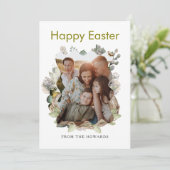 Elegant Modern Floral Easter | Happy Easter Photo シーズンカード (スタンド正面)