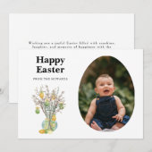 Elegant Modern Floral Easter | Happy Easter Photo シーズンカード (正面/裏面)