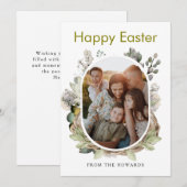 Elegant Modern Floral Easter | Happy Easter Photo シーズンカード (正面/裏面)