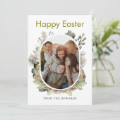 Elegant Modern Floral Easter | Happy Easter Photo シーズンカード (スタンド正面)