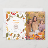 Elegant Modern Floral & Eggs Happy Easter Photo シーズンカード (正面)