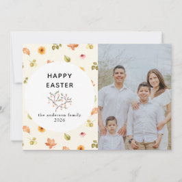 Elegant Modern Floral Happy Easter Family Photo シーズンカード