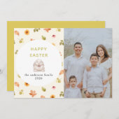 Elegant Modern Floral  Happy Easter Family Photo  シーズンカード (正面/裏面)