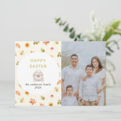 Elegant Modern Floral  Happy Easter Family Photo  シーズンカード (スタンド正面)