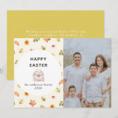 Elegant Modern Floral Happy Easter Family Photo シーズンカード (正面/裏面)