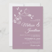 Elegant modern floral purple white orchids wedding 招待状 (正面)