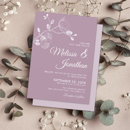 Elegant modern floral purple white orchids wedding 招待状