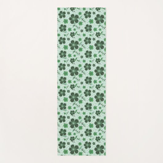 Elegant, Modern Flower Pattern on Green ヨガマット (正面)