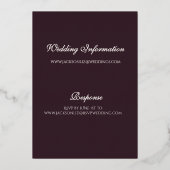 Elegant Modern Formal Plum Noir Wedding Gold 箔招待状 (裏面)