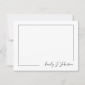 Elegant Modern Frame Black White Flat Note Card ノートカード (正面)