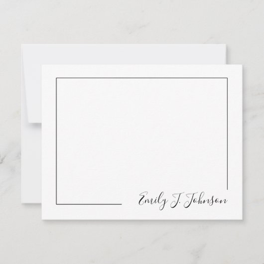 Elegant Modern Frame Black White Flat Note Card ノートカード (正面)
