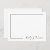 Elegant Modern Frame Black White Flat Note Card ノートカード (正面/裏面)