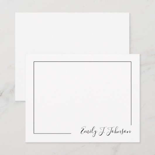 Elegant Modern Frame Black White Flat Note Card ノートカード (正面/裏面)