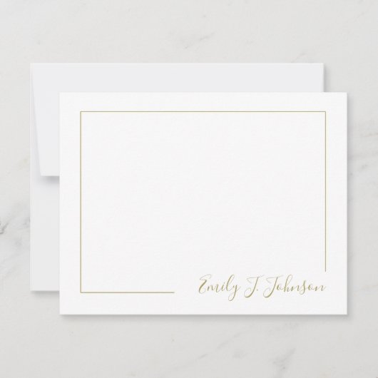 Elegant Modern Frame Gold White Flat Note Card ノートカード (正面)