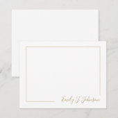 Elegant Modern Frame Gold White Flat Note Card ノートカード (正面/裏面)