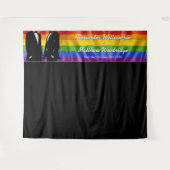 Elegant Modern Gay Men Rainbow Wedding Backdrop タペストリー (正面(横))
