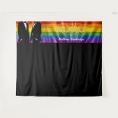 Elegant Modern Gay Men Rainbow Wedding Backdrop タペストリー (正面(横))