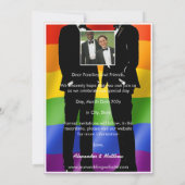 Elegant Modern Gay Men Wedding Photo Rainbow セーブザデート (裏面)