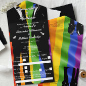 Elegant Modern Gay Men Wedding Rainbow オールインワン招待状