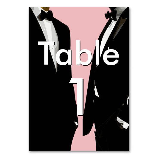 Elegant Modern Gay Men Wedding Rainbow テーブルナンバー (正面)