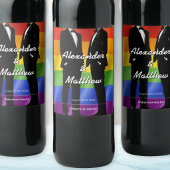 Elegant Modern Gay Men Wedding Rainbow ワインラベル