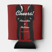 Elegant Modern Gay Men Wedding Rainbow 缶クーラー (裏面)