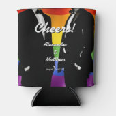 Elegant Modern Gay Men Wedding Rainbow 缶クーラー (正面)