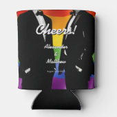 Elegant Modern Gay Men Wedding Rainbow 缶クーラー (裏面)