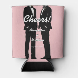 Elegant Modern Gay Men Wedding Rainbow 缶クーラー