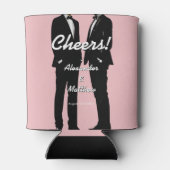 Elegant Modern Gay Men Wedding Rainbow 缶クーラー (裏面)