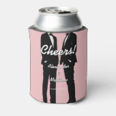 Elegant Modern Gay Men Wedding Rainbow 缶クーラー (缶裏面)