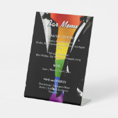 Elegant Modern Gay Men Wedding Rainbow Bar Menu 台座サイン (正面)