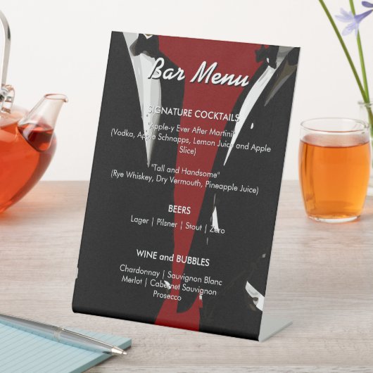 Elegant Modern Gay Men Wedding Rainbow Bar Menu 台座サイン (インサイチュ)