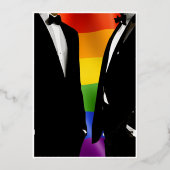 Elegant Modern Gay Men Wedding Rainbow Gold  箔招待状 (裏面)